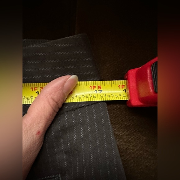 CAbi Gray White Pinstripe Straight Wide Leg Business Attire SZ 10 - Picture 9 of 9